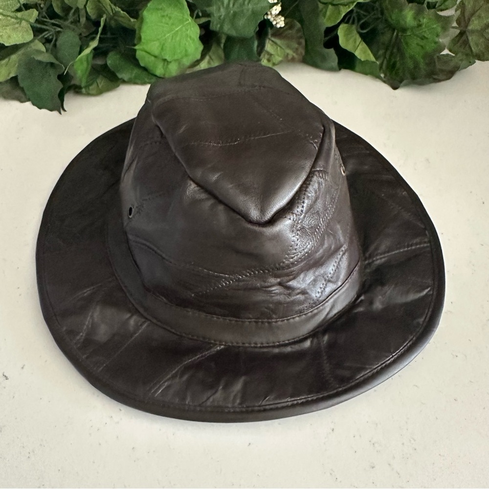 Genuine Leather Brown Bucket Hat Style 82R For Adults Made In China